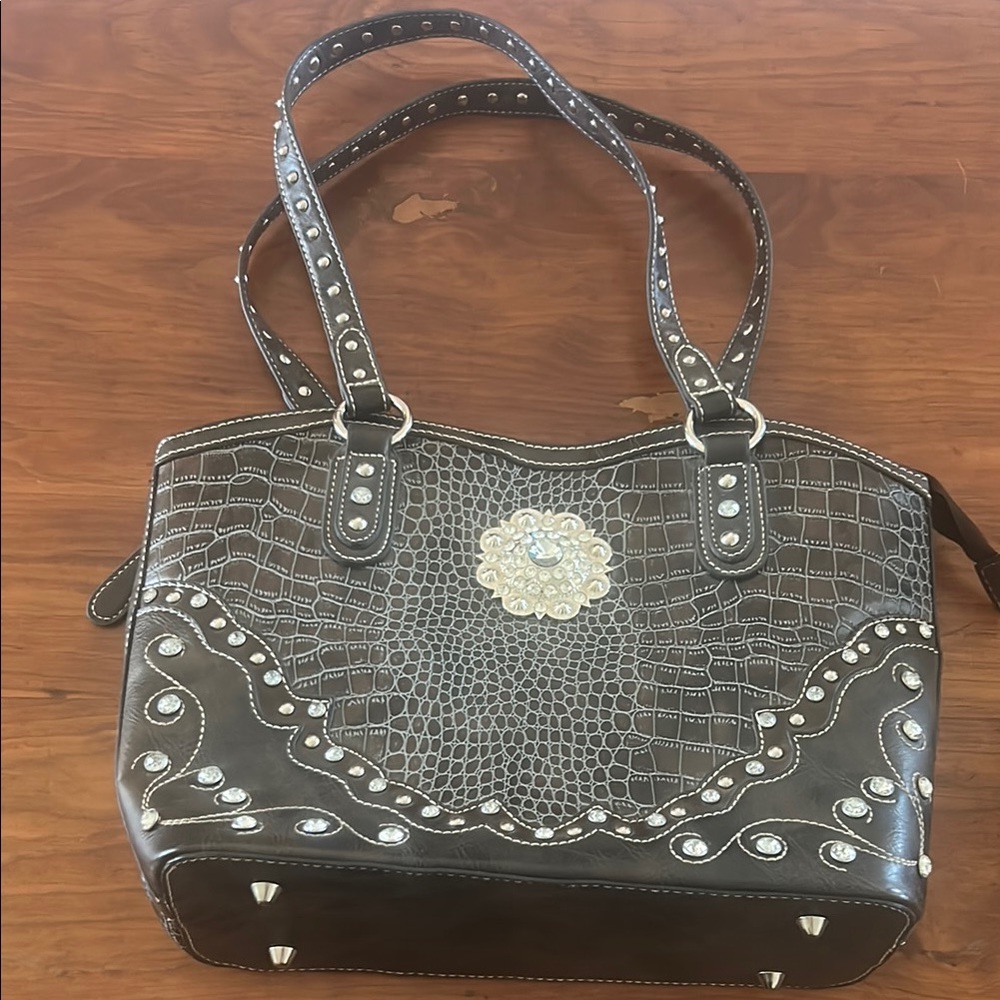 Blazin Roxx Black Shoulder Bag with Metallic Hardware